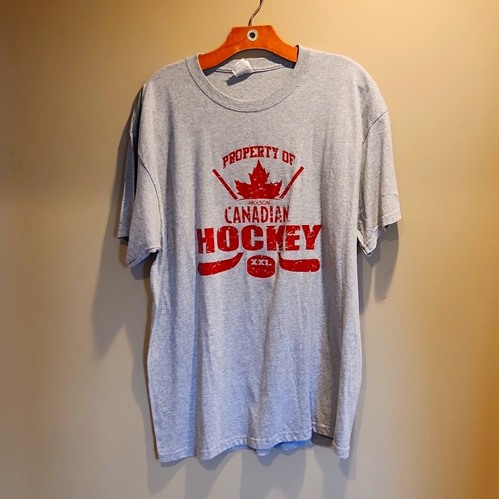 Mens Moslon Canadian Hockey Gray T-Shirt Size XL